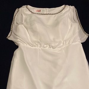 JJ’s House white Sheath/Column Knee-Length Chiffon Cocktail dress beading Size18